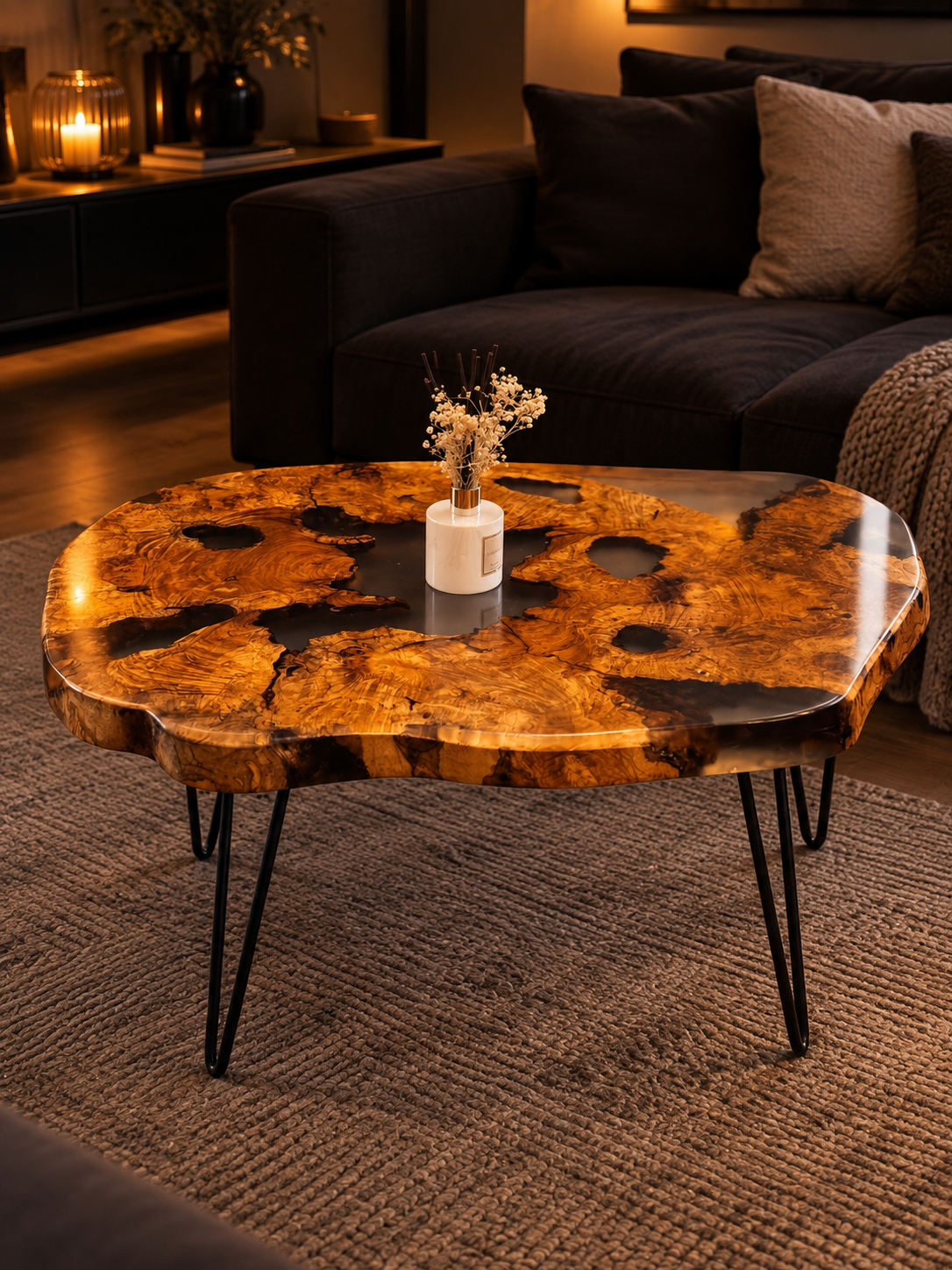 Couchtisch aus Olivenholz & Epoxidharz
