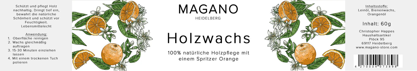 MAGANO Holzwachs – 100 % natürliche Holzpflege (200 ml)