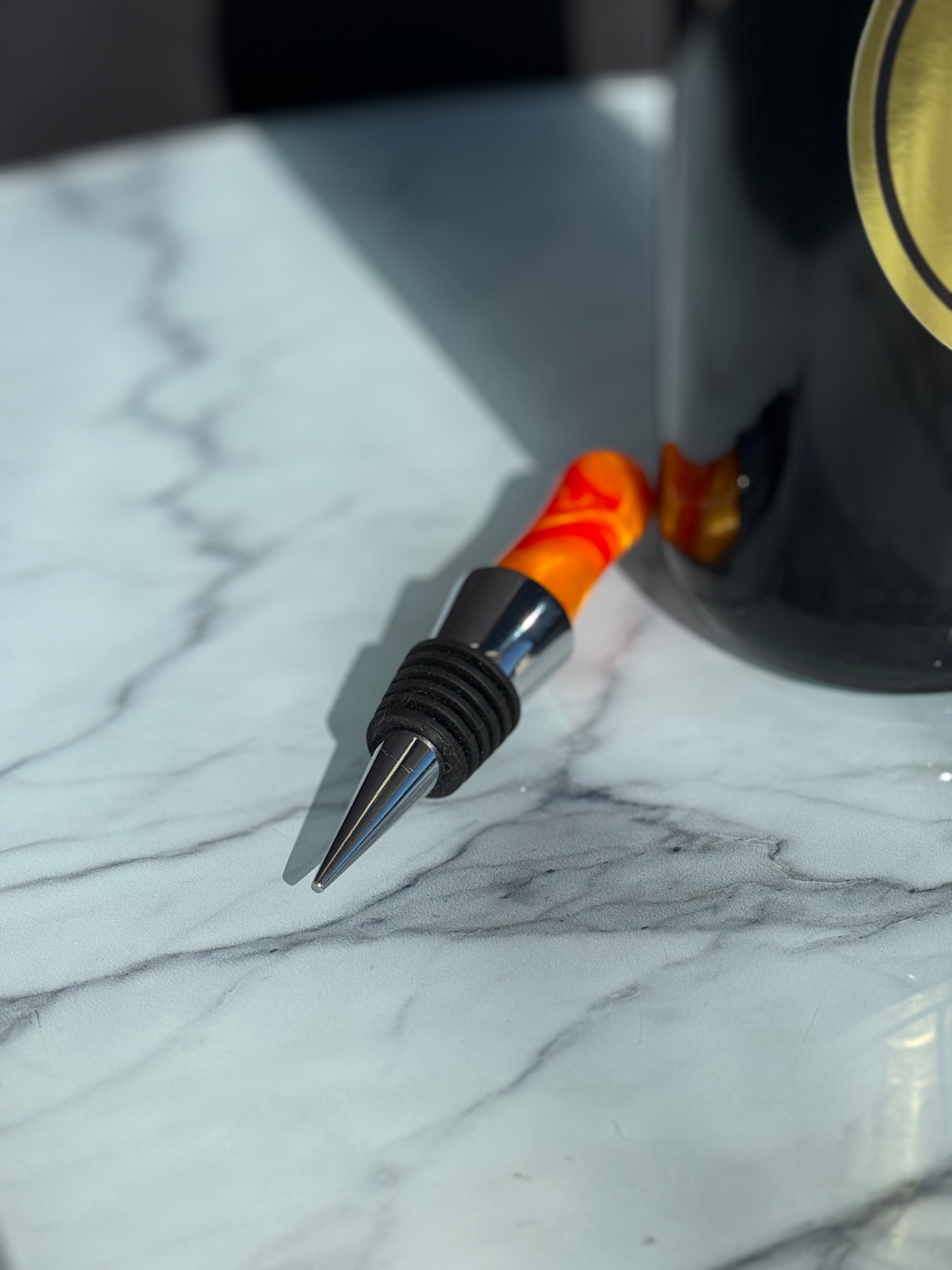 Flaschenverschluss aus Epoxidharz – Rot-Orange Edition