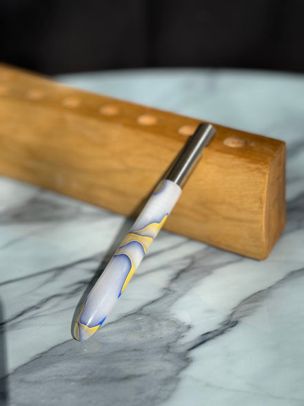 Flaschenöffner aus Epoxidharz - Blau-Gelb Edition