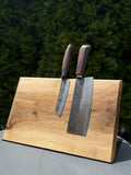Walnussunikat – Handgefertigter Magnetischer Messerblock aus Walnussholz mit liegendem Stahlfuß