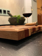 Hirnholz Schneidebrett Zebrano, Amaranth, Pearlholz und Buche