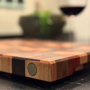 Hirnholzschneidebrett - Padouk, Buche und Schwarznuss