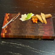 Hirnholzschneidebrett - Padouk, Buche und Schwarznuss