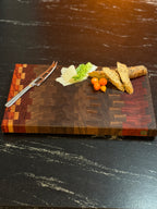 Hirnholzschneidebrett - Padouk, Buche und Schwarznuss