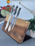 Magnetischer Messerblock aus Walnussholz mit Stahlfuß