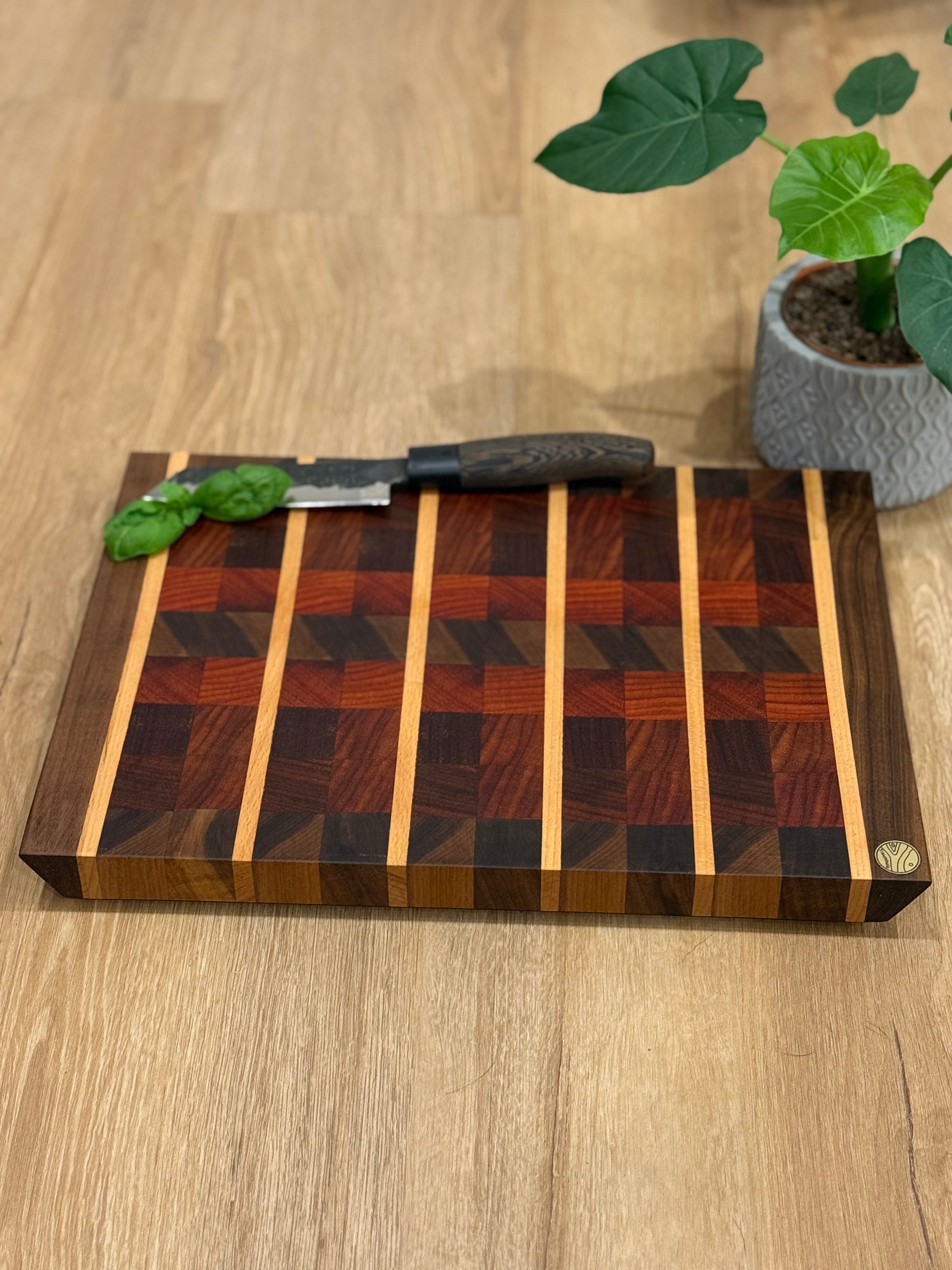 Hirnholz Schneidebrett Buche, Padouk & Schwarznuss