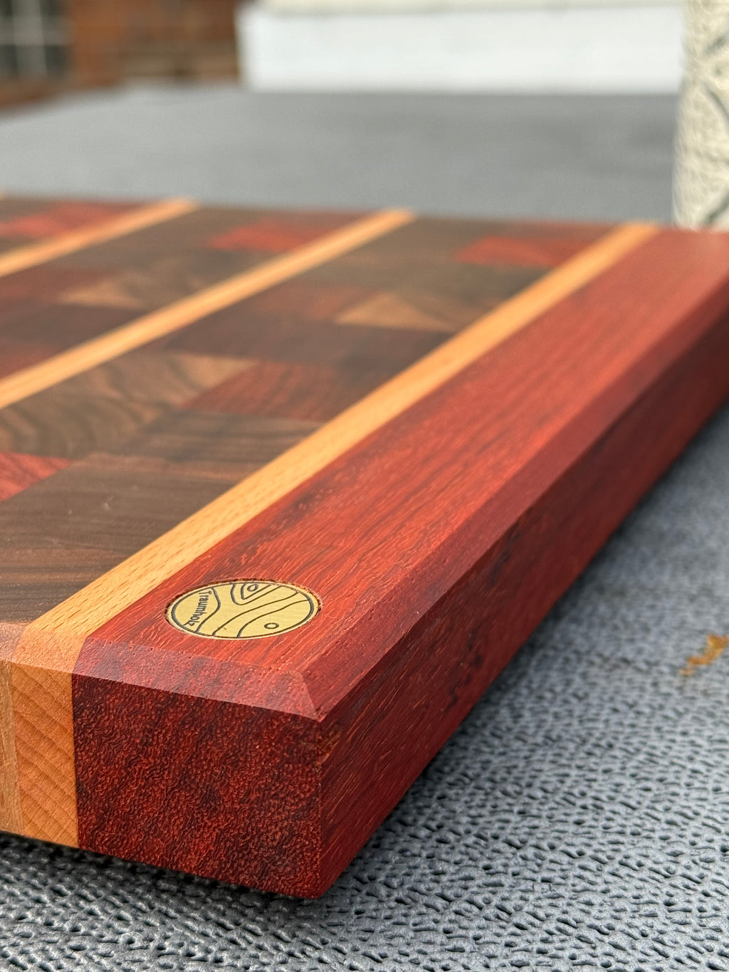 Hirnholz Schneidebrett Buche, Padouk & Schwarznuss