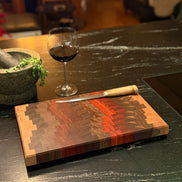 Hirnholzschneidebrett - Padouk, Buche und Schwarznuss