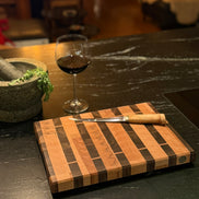 Hirnholzschneidebrett - Buche und Schwarznuss