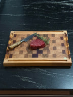 Hirnholz Schneidebrett Zebrano, Amaranth, Pearlholz und Buche